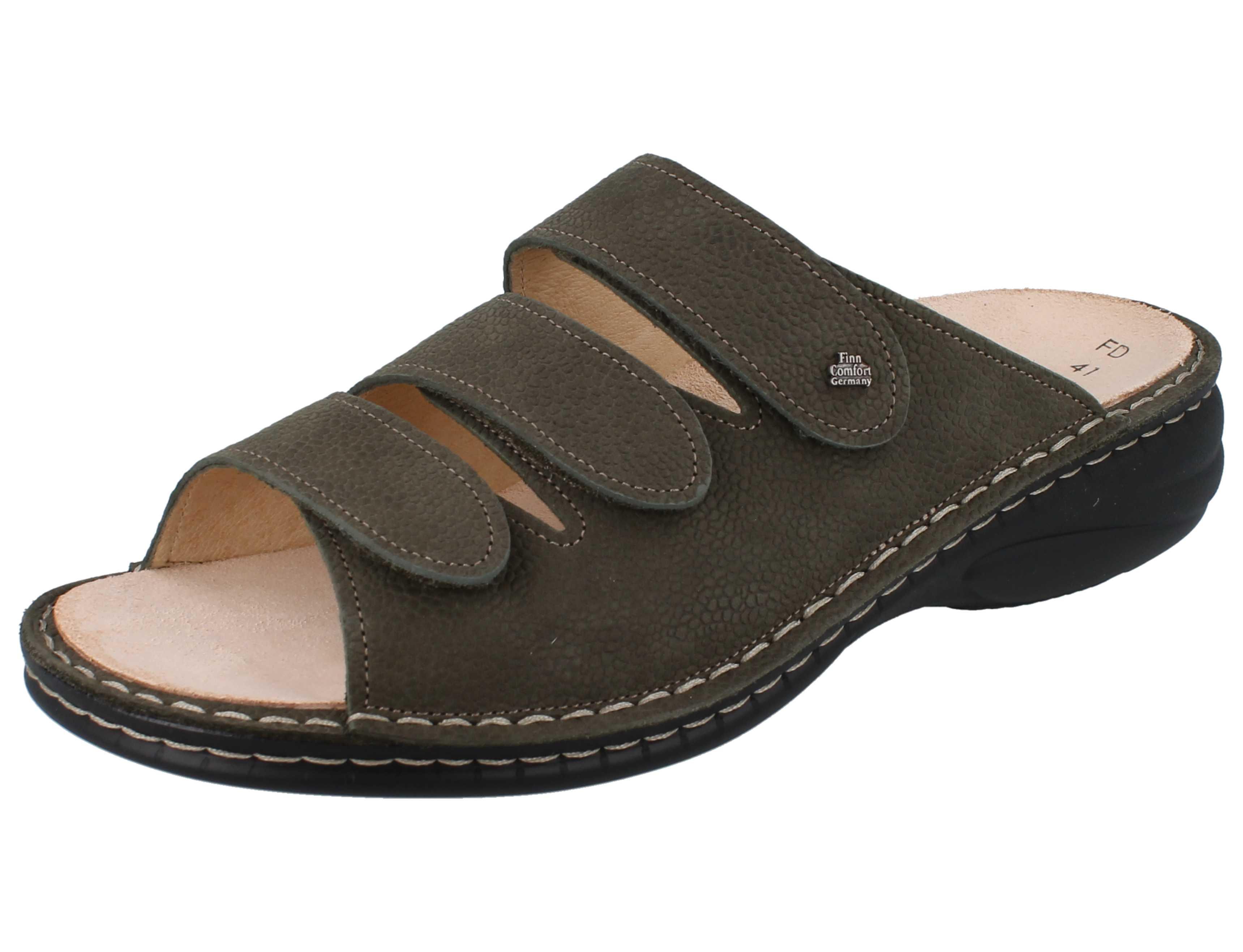 FINN COMFORT Hellas Damen Pantolette olivegrün Nubukleder